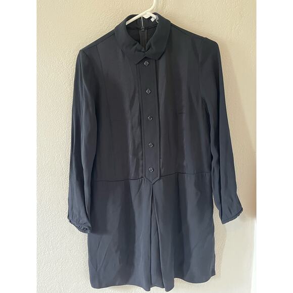 Women's Carven Black long sleeve  shirt dress with button on top Size EU 40/US 8 - Picture 2 of 6